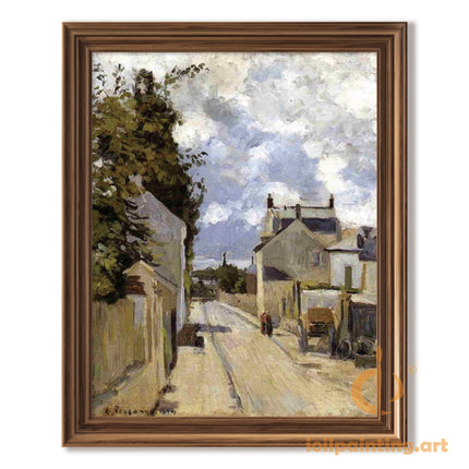 "Camille Pissarro's 'Charming Village Street Scene' - Hand-Painted Oil Painting Reproduction"