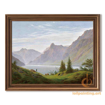 "Jacob van Ruisdael's 'Pastoral Mountain Serenity' - Hand-Painted Dutch Landscape Oil Painting Reproduction"