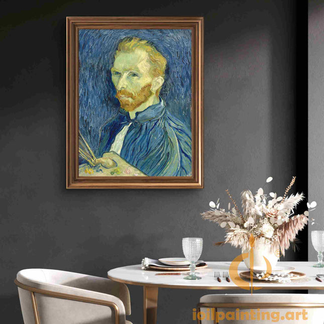 "Vincent van Gogh's 'Self-Portrait with Blue Background' - Premium Hand-Painted Oil Reproduction on Canvas"