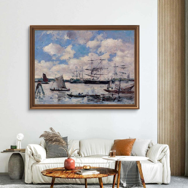 "Eugène Boudin's 'Harbor Serenity with Sailboats' - Hand-Painted Oil Painting Reproduction"