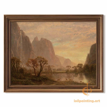 "Albert Bierstadt's 'Autumn Mountain Serenity' - Hand-Painted Landscape Oil Painting Reproduction"