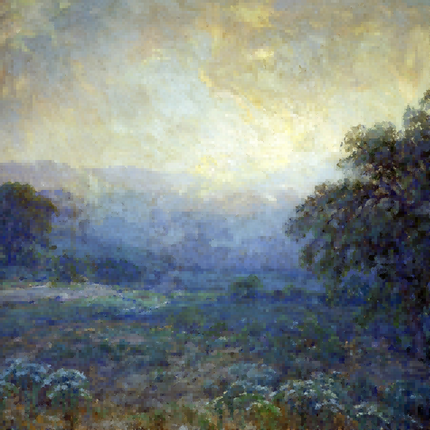 "Golden Hour Meadow - Premium Hand-Painted Landscape Oil Reproduction on Canvas"