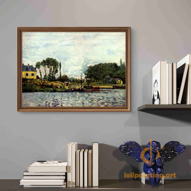 "Claude Monet's 'Tranquil Riverside' - Hand-Painted Impressionist Oil Painting Reproduction"