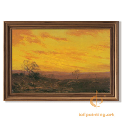 "Sunset Over the Wilderness - Premium Hand-Painted Oil Reproduction on Canvas"