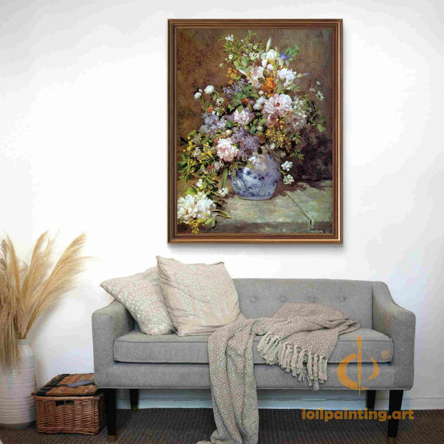 "Pierre-Auguste Renoir's 'Floral Elegance' - Premium Hand-Painted Oil Painting Reproduction"