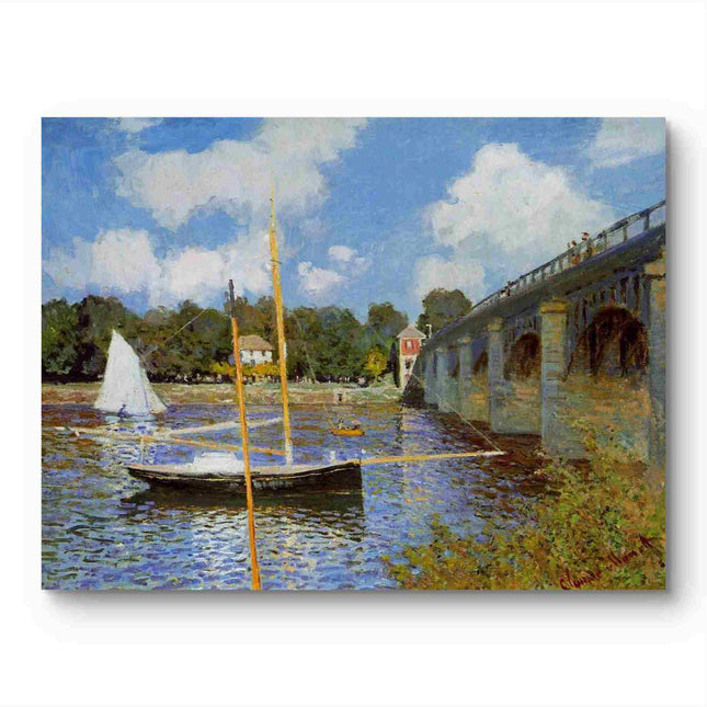 "Claude Monet's 'Riverside Harbor Scene' - Premium Hand-Painted Oil Reproduction on Canvas"