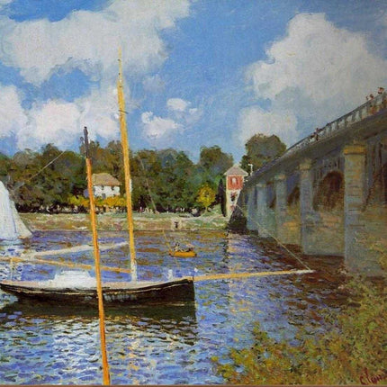 "Claude Monet's 'Riverside Harbor Scene' - Premium Hand-Painted Oil Reproduction on Canvas"