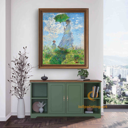 "Claude Monet's 'Woman with a Parasol' - Premium Hand-Painted Oil Reproduction on Canvas"