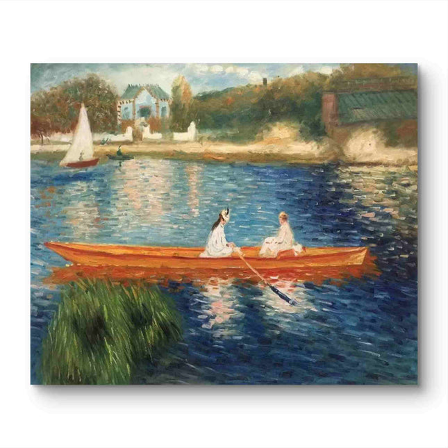 "Claude Monet Inspired 'Serene Boat Ride' - Premium Hand-Painted Oil Reproduction on Canvas"