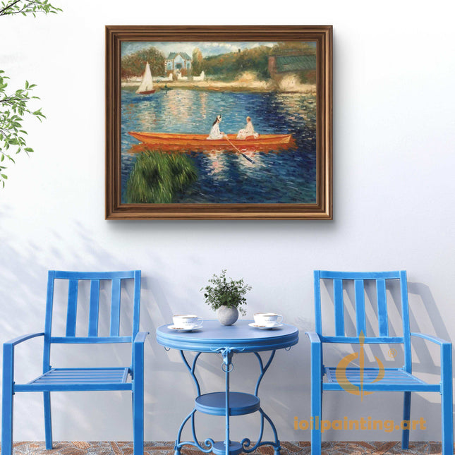 "Claude Monet Inspired 'Serene Boat Ride' - Premium Hand-Painted Oil Reproduction on Canvas"