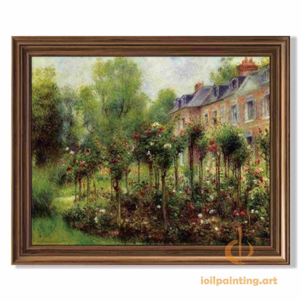 "Claude Monet 'Garden at Giverny' - Hand-Painted Impressionist Floral Landscape Reproduction"