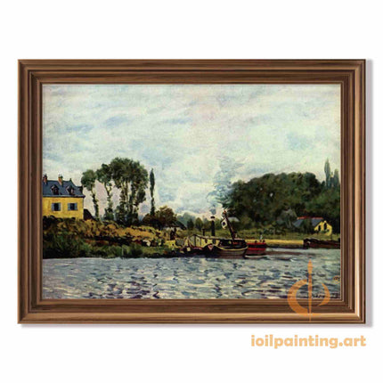 "Alfred Sisley's 'Tranquil Riverside' - Hand-Painted Impressionist Oil Painting Reproduction"