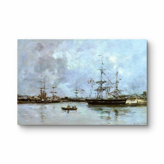 "Eugène Boudin's 'Harbor Serenity with Sailboats' - Hand-Painted Oil Painting Reproduction"