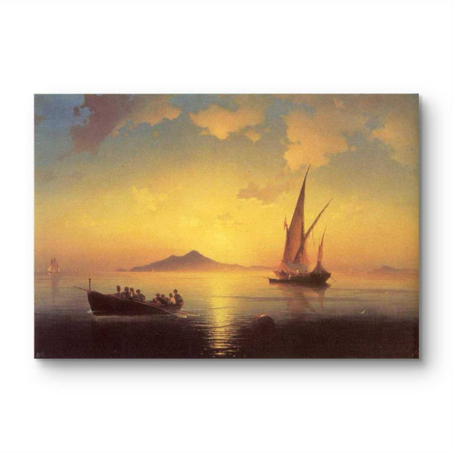 "Ivan Aivazovsky's 'Sunset Serenade with Sailboats' - Hand-Painted Oil Painting Reproduction"