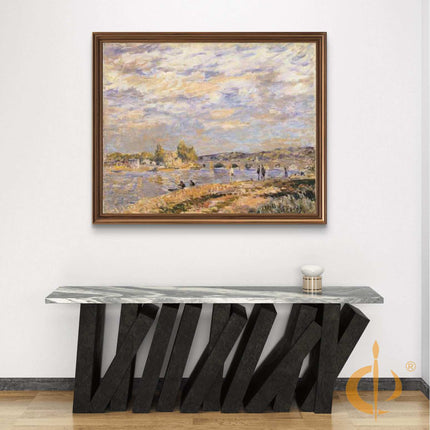 "Alfred Sisley's 'Riverside Repose' - Hand-Painted Impressionist Oil Painting Reproduction"