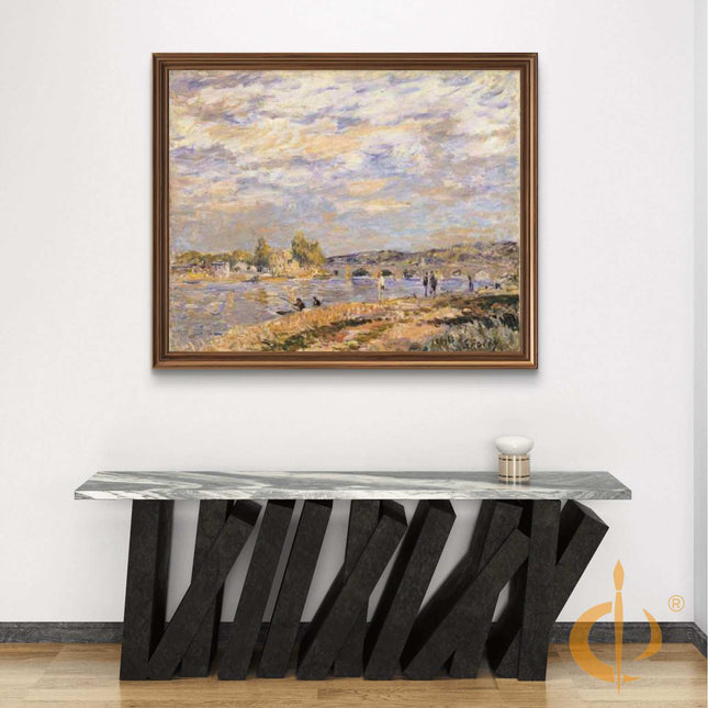 "Alfred Sisley's 'Riverside Repose' - Hand-Painted Impressionist Oil Painting Reproduction"
