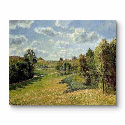 "Camille Pissarro's 'Verdant Countryside Landscape' - Hand-Painted Impressionist Oil Painting Reproduction"