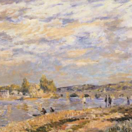 "Alfred Sisley's 'Riverside Repose' - Hand-Painted Impressionist Oil Painting Reproduction"