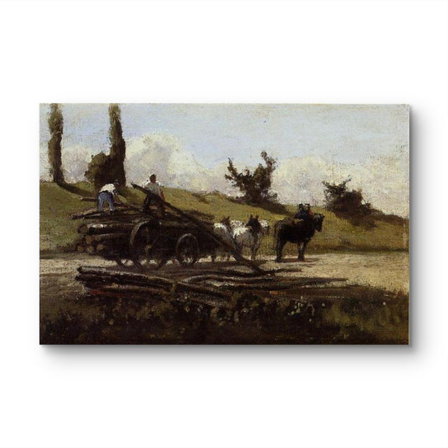 "Camille Pissarro's 'Timber Wagon in Rural Landscape' - Hand-Painted Oil Painting Reproduction"