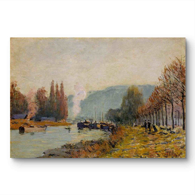 "Alfred Sisley's 'Autumn Riverside Serenity' - Hand-Painted Impressionist Oil Painting Reproduction"