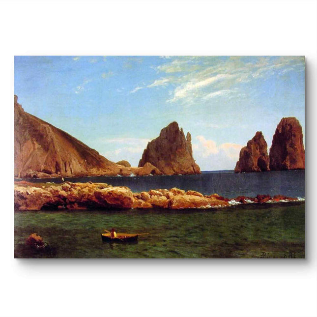 "Albert BIerstadt's 'Coastal Solitude' - Hand-Painted Romantic Era Oil Painting Reproduction"