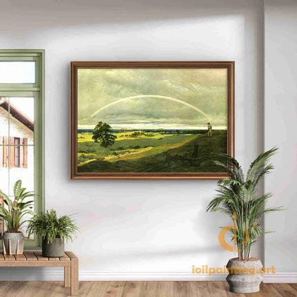 "John Constable's 'Rainbow Over the Countryside' - Hand-Painted Romantic Oil Painting Reproduction"