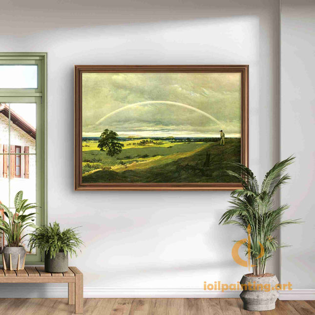 "John Constable's 'Rainbow Over the Countryside' - Hand-Painted Romantic Oil Painting Reproduction"