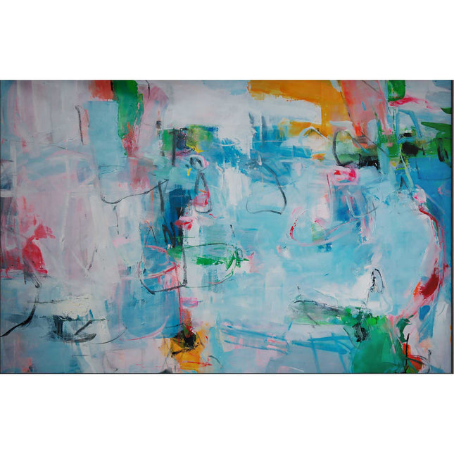 "Bold & Expressive Abstract Oil Painting - Vibrant Blue & Colorful Contemporary Art - Ready to Hang Wall Decor"
