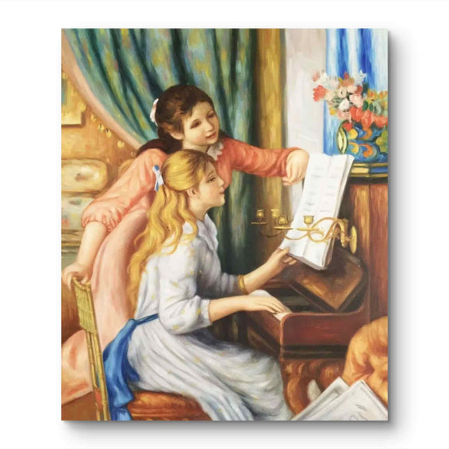 "Pierre-Auguste Renoir's 'Two Girls at the Piano' - Premium Hand-Painted Oil Reproduction on Canvas"