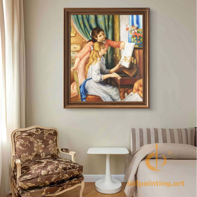 "Pierre-Auguste Renoir's 'Two Girls at the Piano' - Premium Hand-Painted Oil Reproduction on Canvas"