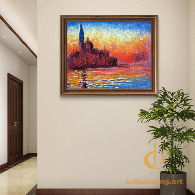 "Venetian Sunset - Premium Hand-Painted Oil Reproduction of Canaletto's Venetian Cityscape"
