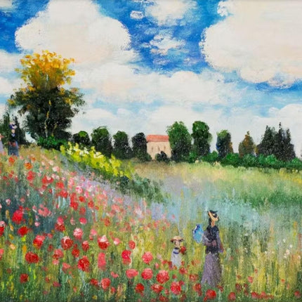 "Claude Monet Inspired 'Flower Field Stroll' - Premium Hand-Painted Oil Reproduction on Canvas"