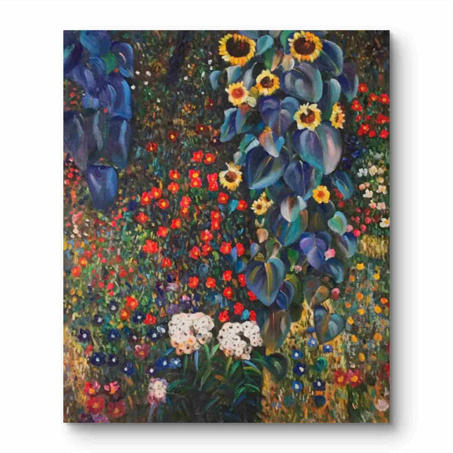 "Gustav Klimt Inspired 'Garden of Flowers' - Premium Hand-Painted Oil Reproduction on Canvas"