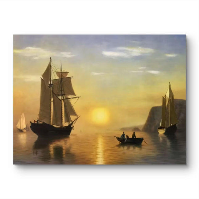 "Ivan Aivazovsky's 'Sailing into Sunset' - Premium Hand-Painted Oil Reproduction on Canvas"