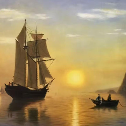 "Ivan Aivazovsky's 'Sailing into Sunset' - Premium Hand-Painted Oil Reproduction on Canvas"