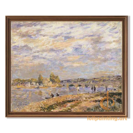 "Alfred Sisley's 'Riverside Repose' - Hand-Painted Impressionist Oil Painting Reproduction"