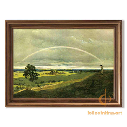 "John Constable's 'Rainbow Over the Countryside' - Hand-Painted Romantic Oil Painting Reproduction"