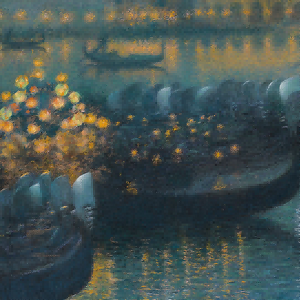 "Enchanted Moonlit Waterway - Premium Hand-Painted Oil Reproduction on Canvas"