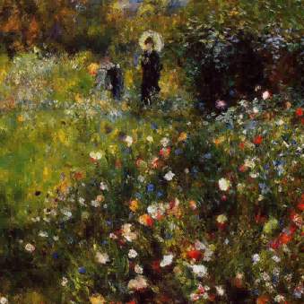 "Pierre-Auguste Renoir's 'Floral Meadow with Figures' - Premium Hand-Painted Oil Painting Reproduction"