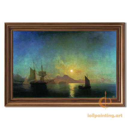 "Ivan Aivazovsky's 'Golden Sunset Sailboats' - Hand-Painted Oil Painting Reproduction"