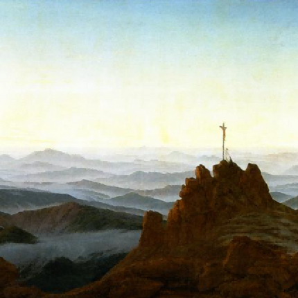 "Caspar David Friedrich's 'Sacred Mountain Cross' - Hand-Painted Romantic Oil Painting Reproduction"