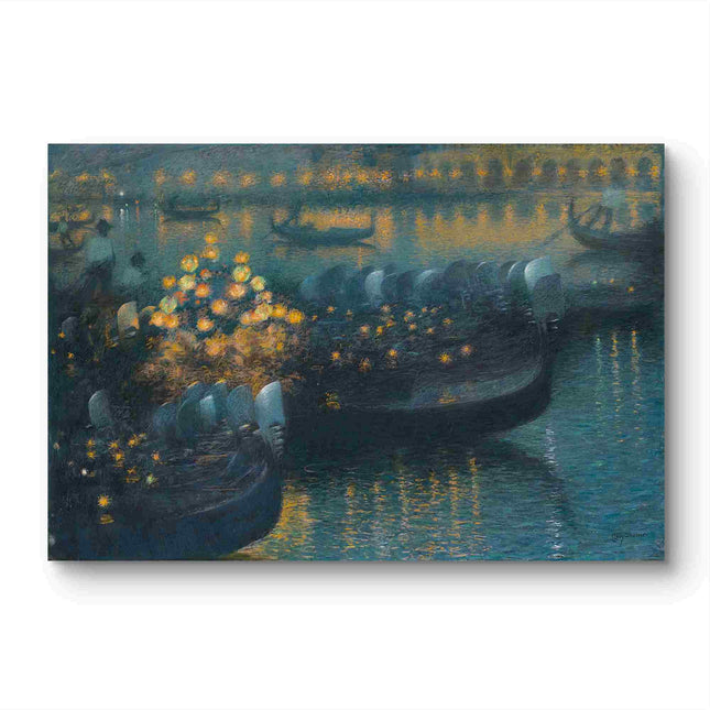 "Enchanted Moonlit Waterway - Premium Hand-Painted Oil Reproduction on Canvas"