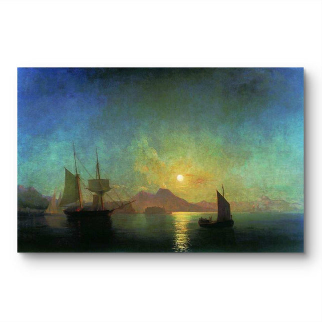 "Ivan Aivazovsky's 'Golden Sunset Sailboats' - Hand-Painted Oil Painting Reproduction"