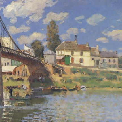 "Alfred Sisley's 'Riverside Village' - Hand-Painted Impressionist Oil Painting Reproduction"