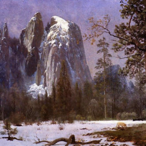 "Albert Bierstadt's 'Alpine Majesty' - Hand-Painted Landscape Oil Painting Reproduction"