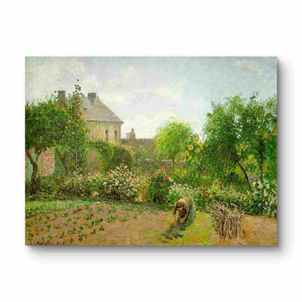 "Camille Pissarro's 'Tranquil Garden with Working Figure' - Hand-Painted Oil Painting Reproduction"