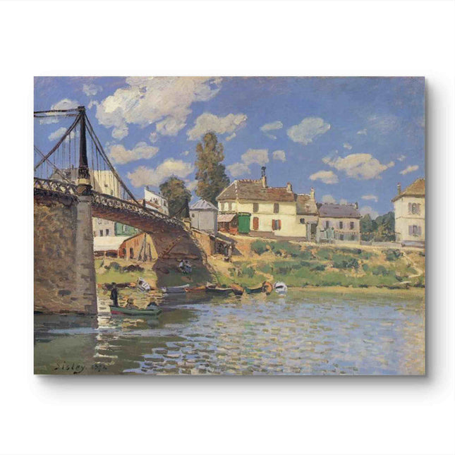 "Alfred Sisley's 'Riverside Village' - Hand-Painted Impressionist Oil Painting Reproduction"