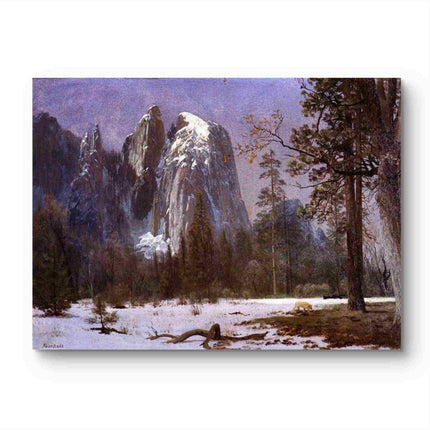 "Albert Bierstadt's 'Alpine Majesty' - Hand-Painted Landscape Oil Painting Reproduction"