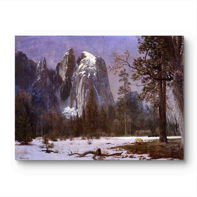 "Albert Bierstadt's 'Alpine Majesty' - Hand-Painted Landscape Oil Painting Reproduction"