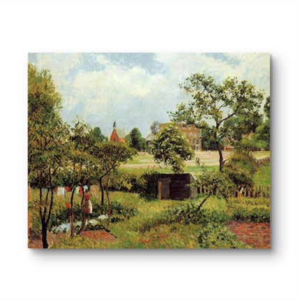 "Camille Pissarro's 'Village Church in Summer Landscape' - Hand-Painted Oil Painting Reproduction"